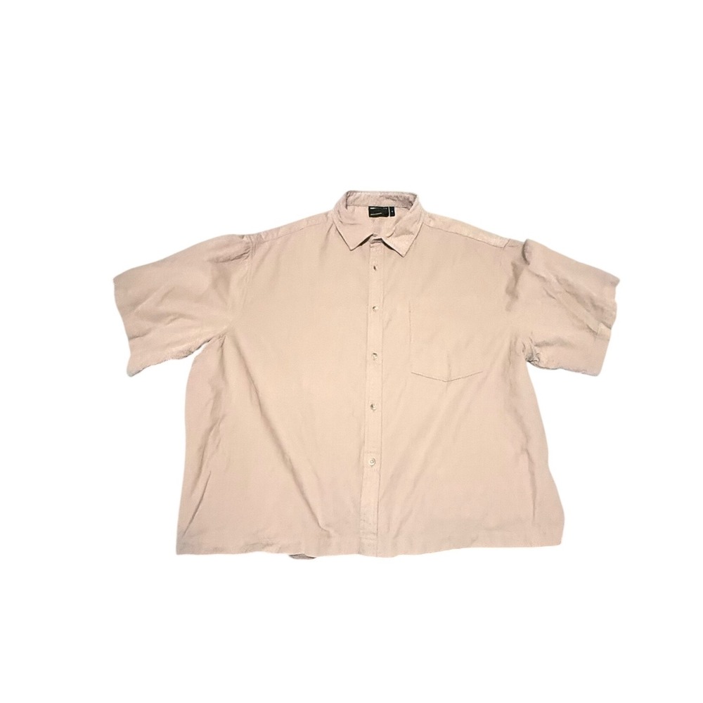 ASOS DESIGN Men's XL Tan Corduroy Short Sleeve Button Down Shirt